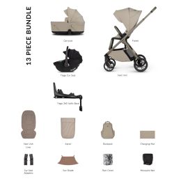 Venicci Tila Luxury Bundle With Tiago 360 Car Seat & Isofix Base Latte