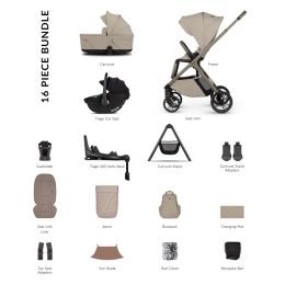 Venicci Tila Ultimate Bundle With Tiago 360 Car Seat & Isofix Base Latte