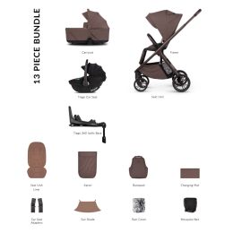 Venicci Tila Luxury Bundle With Tiago 360 Car Seat & Isofix Base Noce
