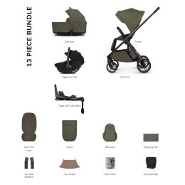 Venicci Tila Luxury Bundle With Tiago 360 Car Seat & Isofix Base Olive