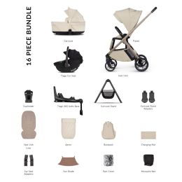 Venicci Tila Ultimate Bundle With Tiago 360 Car Seat & Isofix Base Sabbia