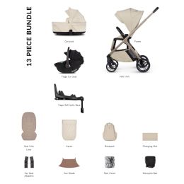 Venicci Tila Luxury Bundle With Tiago 360 Car Seat & Isofix Base Sabbia