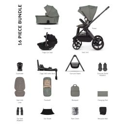 Venicci Upline3 Ultimate Bundle With Tiago 360 Car Seat & Isofix Base Aloe