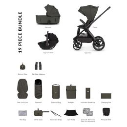 Venicci Upline3 Hunter X Special Edition Comfort Bundle With Tiago 360 Car Seat Dark Olive