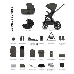 Venicci Upline3 Hunter X Special Edition Ultimate Bundle With Tiago 360 Car Seat & Isofix Base Dark Olive