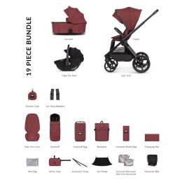 Venicci Upline3 Hunter X Special Edition Comfort Bundle With Tiago 360 Car Seat Red