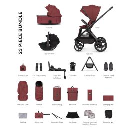 Venicci Upline3 Hunter X Special Edition Ultimate Bundle With Tiago 360 Car Seat & Isofix Base Red