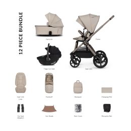 Venicci Upline3 Comfort Bundle With Tiago 360 Car Seat Pebble