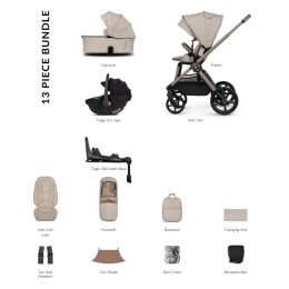 Venicci Upline3 Luxury Bundle With Tiago 360 Car Seat & Isofix Base Pebble