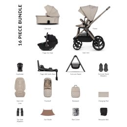 Venicci Upline3 Ultimate Bundle With Tiago 360 Car Seat & Isofix Base Pebble