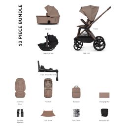 Venicci Upline3 Luxury Bundle With Tiago 360 Car Seat & Isofix Base Sand
