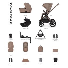 Venicci Upline3 Ultimate Bundle With Tiago 360 Car Seat & Isofix Base Sand