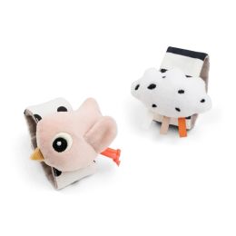 Done By Deer Wrist Rattle Set 2Pack Happy Clouds Powder