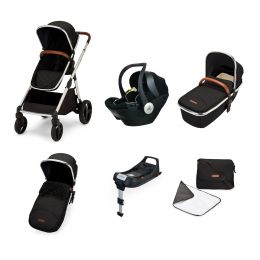 Ickle Bubba Eclipse i-Size Travel System with Mercury Car Seat and Isofix Base Jet Black