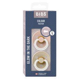 Bibs Pacifier Glow Round Collection 2 Pack Size 1 Blush/Vanilla