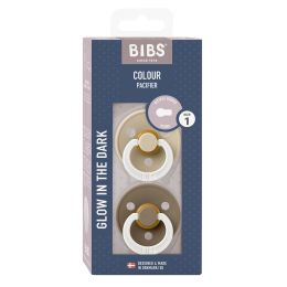 Bibs Pacifier Glow Round Collection 2 Pack Size 1 Vanilla/Dark Oak