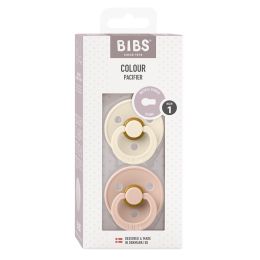 Bibs Pacifier Round Collection 2 Pack Size 1 Ivory/Blush