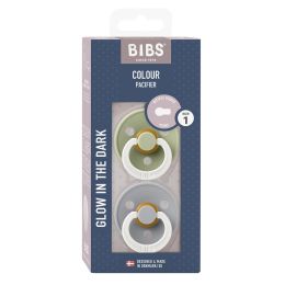 Bibs Pacifier Glow Round Collection 2 Pack Size 1 Sage/Cloud