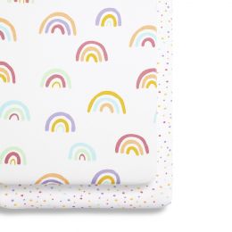 Snuz 2 Pack Crib Fitted Sheets Colour Rainbow