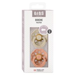 Bibs Pacifier Boheme Round Collection 2 Pack Size 1 Vanilla/Peach