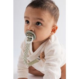 Bibs Pacifier Clip Baby Blue/Ivory