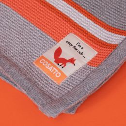 Ziggle Knitted Stripe Blanket by Cosatto Grey/Orange