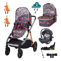 Cosatto Wow XL Car Seat and i-Size Base Bundle Charcoal Mister Fox