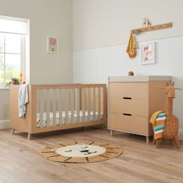 Tutti Bambini Fika Cot Bed 2 Piece Room Set Light Oak/White Sand