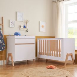 Tutti Bambini Fuori Mini Cot Bed 2 Piece Room Set White/Light Oak