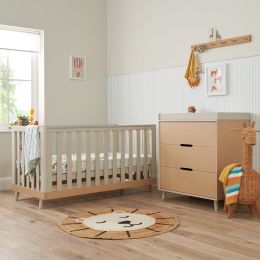 Tutti Bambini Hygge Cot Bed 2 Piece Room Set Light Oak/White Sand