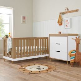 Tutti Bambini Hygge Cot Bed 2 Piece Room Set White/Light Oak
