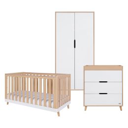 Tutti Bambini Hygge Cot Bed 3 Piece Room Set White/Light Oak
