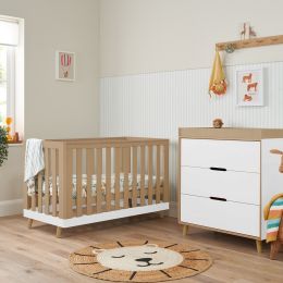 Tutti Bambini Hygge Mini Cot Bed 2 Piece Room Set White/Light Oak