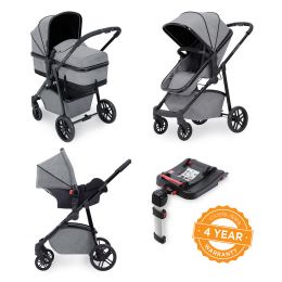 Ickle Bubba Moon 3-in-1 Travel System with Isofix Base Space Grey
