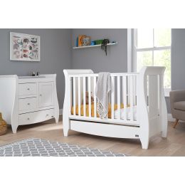 Tutti Bambini Katie Mini Sleigh Cot Bed 2 Piece Room Set White