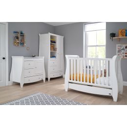 Tutti Bambini Katie Mini Sleigh Cot Bed 3 Piece Room Set White