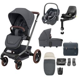 Maxi Cosi Fame Complete Travel System Bundle With Pebble 360 Car Seat And Accessories Twillic Graphite