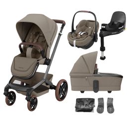 Maxi Cosi Fame Travel System With Pebble 360 Pro Car Seat Twillic Truffle Brown Wheels