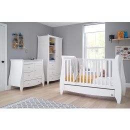Tutti Bambini Lucas Sleigh Cot Bed 3 Piece Room Set White