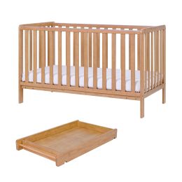 Tutti Bambini Malmo Cot Bed With Cot Top Changer & Mattress Oak