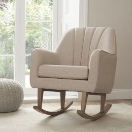 Tutti Bambini Noah Rocking Chair With Knitted Pouffe Footstool Stone Natural