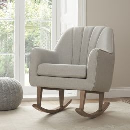 Tutti Bambini Noah Rocking Chair With Knitted Pouffe Footstool Pebble Grey