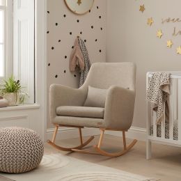 Tutti Bambini Oscar Rocking Chair With Knitted Pouffe Footstool Stone Natural