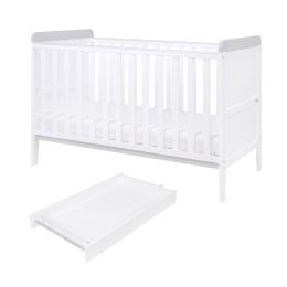 Tutti Bambini Rio Cot Bed With Cot Top Changer & Mattress White/Dove Grey
