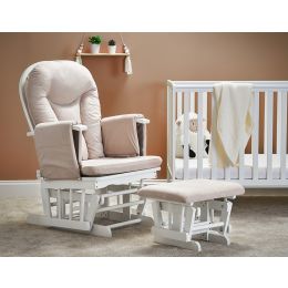 Obaby Reclining Glider Chair And Stool Sand Fabric