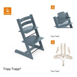 Stokke® Tripp Trapp® Chair, Baby Set™ & Harness Fjord Blue