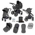 Ickle Bubba Stomp Luxe 9 Piece Pram Bundle Charcoal Grey