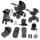 Ickle Bubba Stomp Luxe 12 Piece Nimbus 180°  Travel System Bundle Charcoal Grey