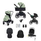 Ickle Bubba Altima 12 Piece Nimbus 180° Travel System Bundle Sage Green
