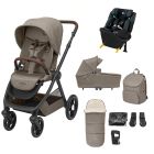 Maxi Cosi Oxford+ Complete Travel System Bundle With Emerald 360 S Car Seat And Accessories Twillic Truffle